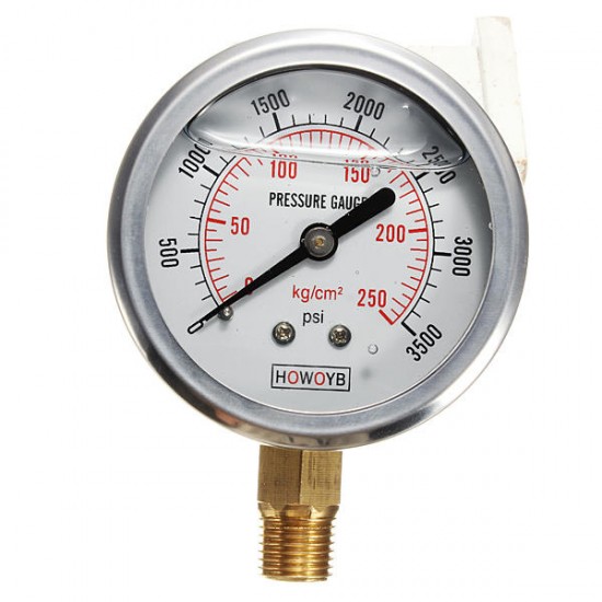 Hydraulic Liquid Filled Pressure Gauge 0-3500 PSI