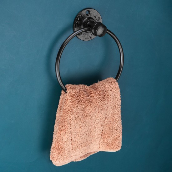 Iron Art Hardware Pendant Towel Ring Retro Round Towel Rack Bathroom Shelf Towel Bar
