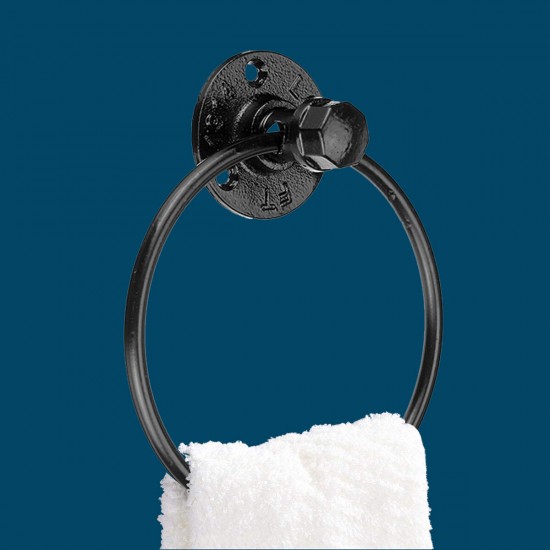 Iron Art Hardware Pendant Towel Ring Retro Round Towel Rack Bathroom Shelf Towel Bar