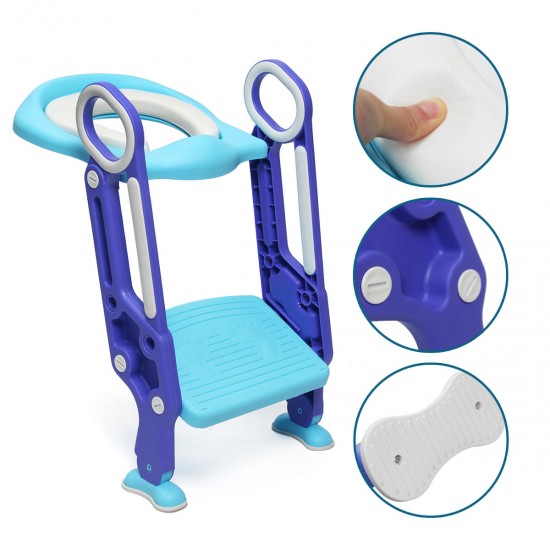 Kids Baby Toddler Potty Training Toilet Seat & Step Ladder Soft Cushion Kids Baby Toddler Potty Training Toilet Seat & Step Ladder Soft Cushion