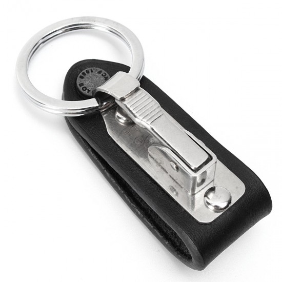 Leather Quick Detachable Belt Keychain Stainless Steel Chain Clip Car Key Ring Holder Gift Black Leather Quick Detachable Belt Keychain Stainless Steel Chain Clip Car Key Ring Holder Gift Black