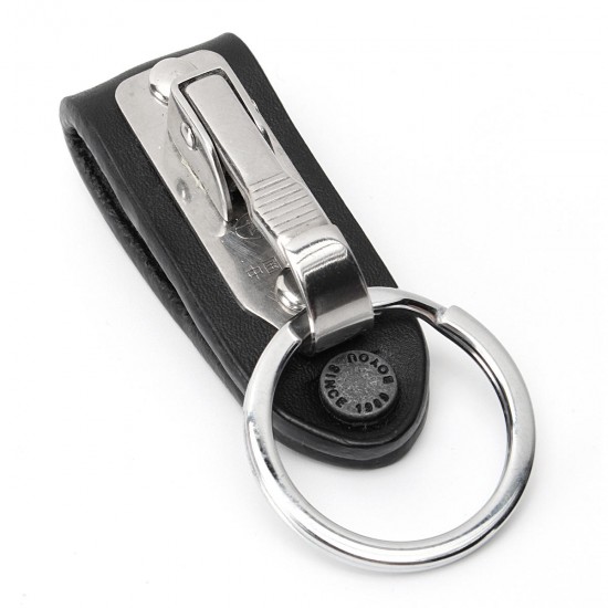 Leather Quick Detachable Belt Keychain Stainless Steel Chain Clip Car Key Ring Holder Gift Black Leather Quick Detachable Belt Keychain Stainless Steel Chain Clip Car Key Ring Holder Gift Black