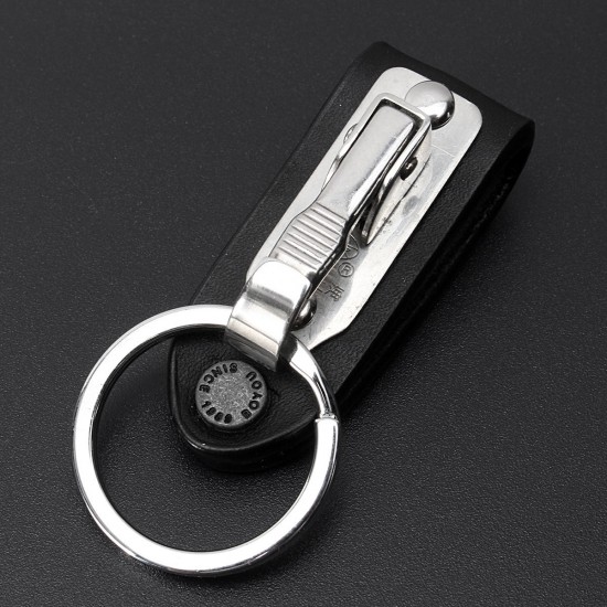 Leather Quick Detachable Belt Keychain Stainless Steel Chain Clip Car Key Ring Holder Gift Black Leather Quick Detachable Belt Keychain Stainless Steel Chain Clip Car Key Ring Holder Gift Black