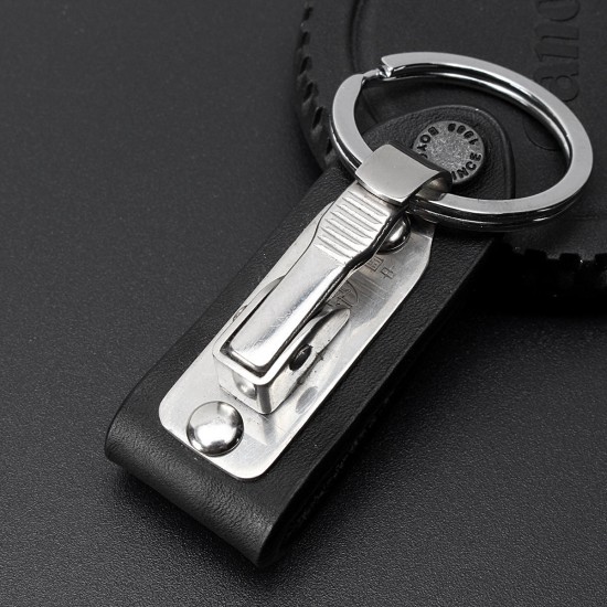 Leather Quick Detachable Belt Keychain Stainless Steel Chain Clip Car Key Ring Holder Gift Black Leather Quick Detachable Belt Keychain Stainless Steel Chain Clip Car Key Ring Holder Gift Black