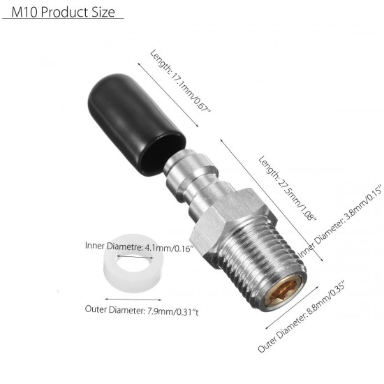 M8x1.0 Threads PCP Fill Nipple Stainless Steel 8mm Air Tank One Way Foster Fitting Screwed Joint M8x1.0 Threads PCP Fill Nipple Stainless Steel 8mm Air Tank One Way Foster Fitting Screwed Joint