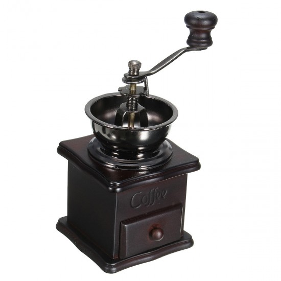 Manual Coffee Bean Grinder Spice Herbs Vintage Retro Hand Grinding Tool Wooden Burr Mill Manual Coffee Bean Grinder Spice Herbs Vintage Retro Hand Grinding Tool Wooden Burr Mill