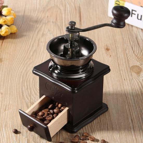 Manual Coffee Bean Grinder Spice Herbs Vintage Retro Hand Grinding Tool Wooden Burr Mill Manual Coffee Bean Grinder Spice Herbs Vintage Retro Hand Grinding Tool Wooden Burr Mill