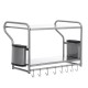 Microwave Oven Rack Kitchen Stainless Steel Wall Bracket Shelf Holder With Hooks