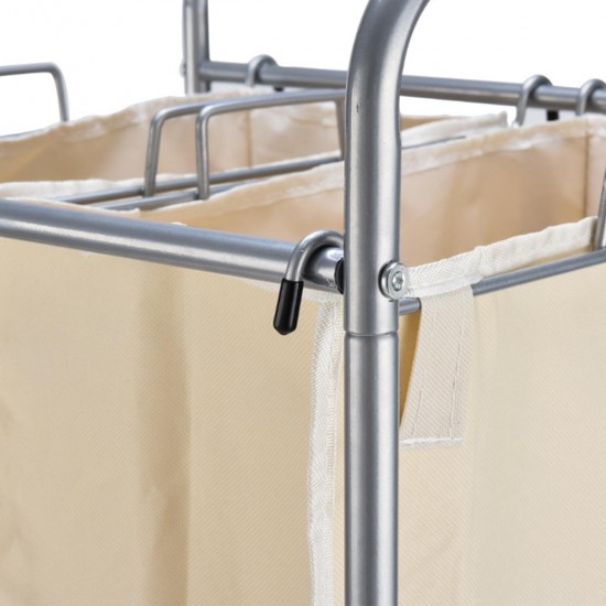 Multifunction Mobile Double Bag Compact Laundry Hamper Sorter Cart Clothes Storage Bag