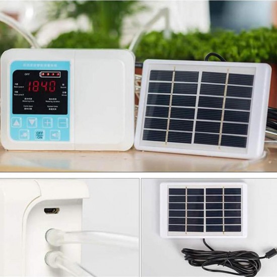 Multifunctional Solar Energy Automatic Plants Watering Device Intelligent Timing Irrigation Timer Garden Drip Seepage Tools Voice Guidance LED Screen