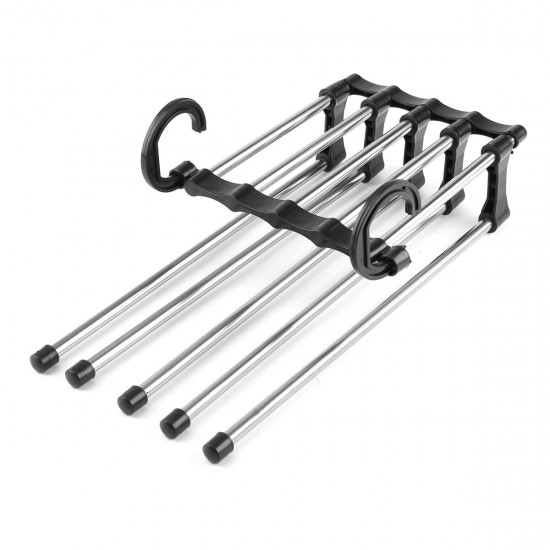 New 5in1 Adjustable Closet Organizer Space-Saver Trousers Pants Rack Hanger Hook