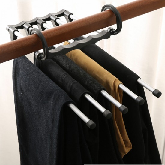 New 5in1 Adjustable Closet Organizer Space-Saver Trousers Pants Rack Hanger Hook
