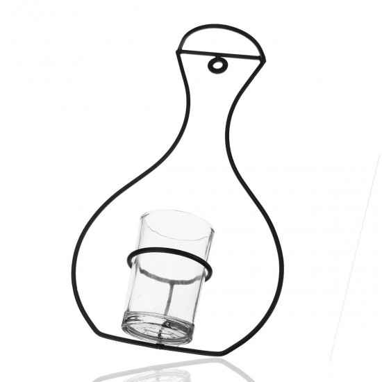 Nordic Metal Vase Glass Hydroponic Plant Container Ornaments Home Decor Accessories