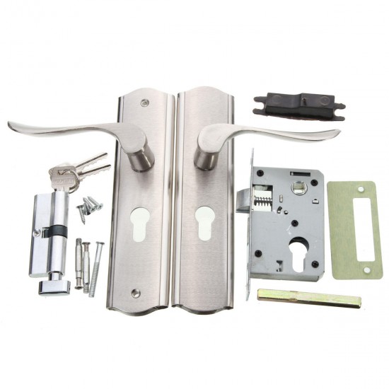Polished Door Handle Front Back Lever Lock Cylinder Dual Latch with Keys Polished Door Handle Front Back Lever Lock Cylinder Dual Latch with Keys