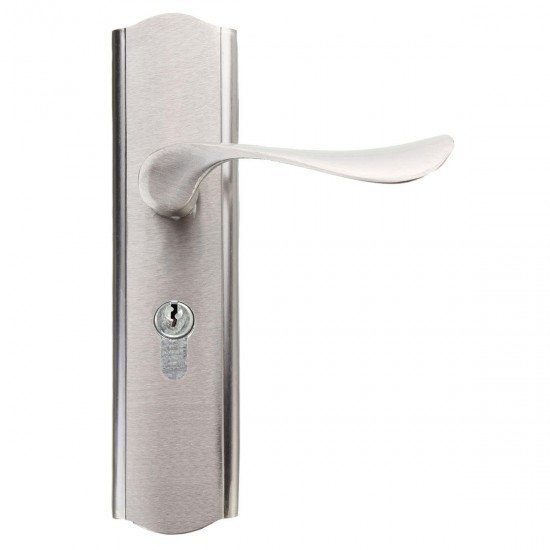 Polished Door Handle Front Back Lever Lock Cylinder Dual Latch with Keys