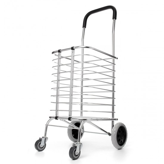 Portable Folding Shopping Basket Cart Trolley Trailer Four Wheel Aluminum Alloy