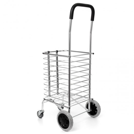 Portable Folding Shopping Basket Cart Trolley Trailer Four Wheel Aluminum Alloy