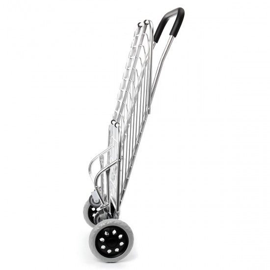 Portable Folding Shopping Basket Cart Trolley Trailer Four Wheel Aluminum Alloy