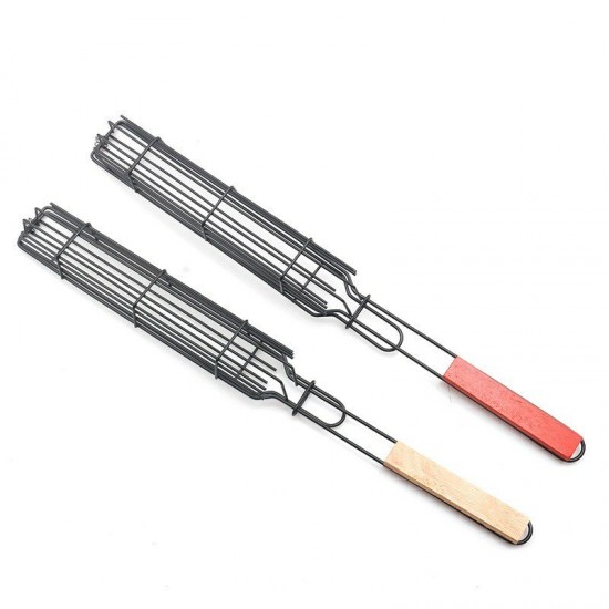 Portable Non-Stick Barbecue Kabobs Grilling Basket for Sausage Vegetables Meats BBQ Tool Portable Non-Stick Barbecue Kabobs Grilling Basket for Sausage Vegetables Meats BBQ Tool