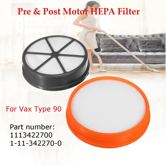 Pre & Post Motor HEPA Filter Set for Vax Mach Air Upright Type 90 Vacuum Cleaner
