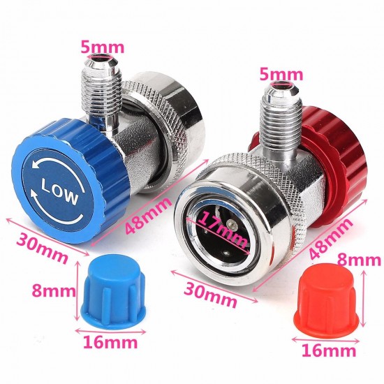 R134A AC Adjustable Quick Coupler Adapter Fitting High Low Manifold Gauge Conversion Set