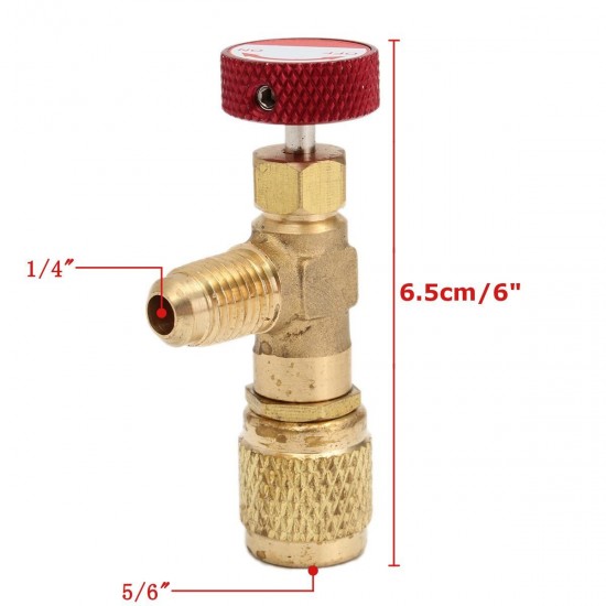 R410A AC Copper Flow Control Valve Adapter 1/4 to 5/16 for Refrigerant Charging Hose R410A AC Copper Flow Control Valve Adapter 1/4 to 5/16 for Refrigerant Charging Hose