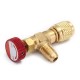 R410A AC Copper Flow Control Valve Adapter 1/4 to 5/16 for Refrigerant Charging Hose R410A AC Copper Flow Control Valve Adapter 1/4 to 5/16 for Refrigerant Charging Hose