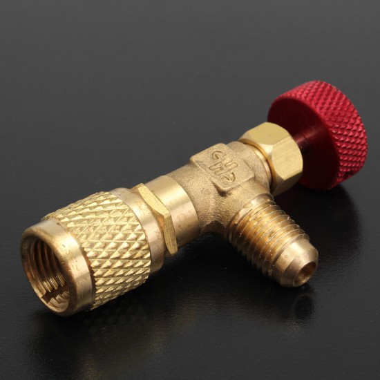 R410A AC Copper Flow Control Valve Adapter 1/4 to 5/16 for Refrigerant Charging Hose R410A AC Copper Flow Control Valve Adapter 1/4 to 5/16 for Refrigerant Charging Hose