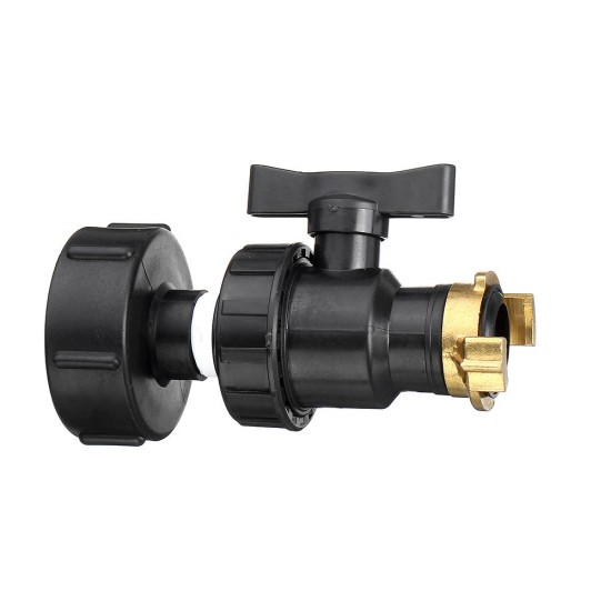 S60x6 3/4'' IBC Tank Drain Adapter Fixing Hose Outlet Tap Water Connector Replacement PP Ball Valve Fitting Parts for Home Garden