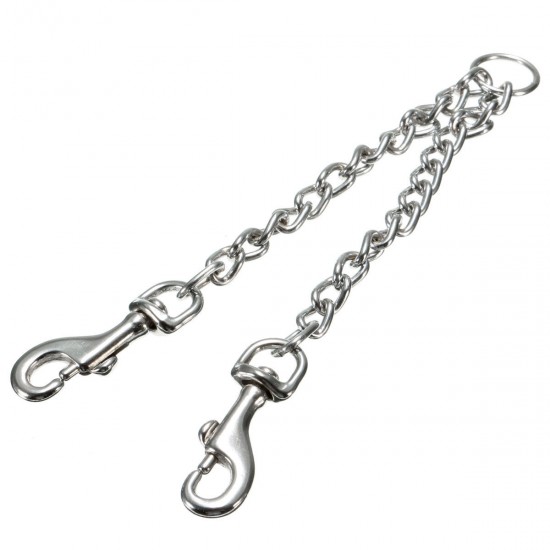 Stainless Double Headed Dog Traction Rope Pet Coupler Twin Lead Bite Resistant Pet Chain