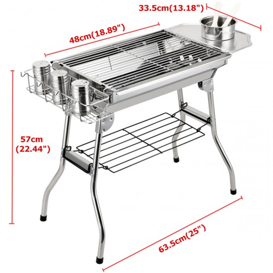 Stainless Steel BBQ Charcoal Barbecue Grill Outdoor Garden Picnic Camping Cook
