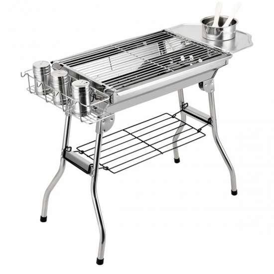Stainless Steel BBQ Charcoal Barbecue Grill Outdoor Garden Picnic Camping Cook Stainless Steel BBQ Charcoal Barbecue Grill Outdoor Garden Picnic Camping Cook