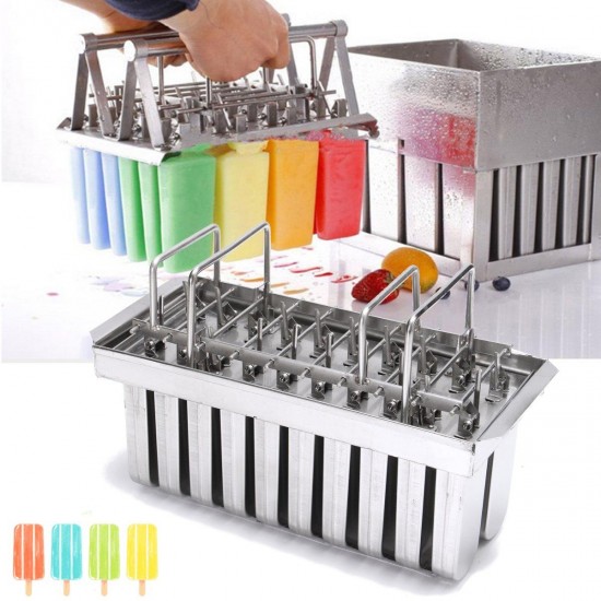 Stainless Steel Ice Cream Mold Frozen Popsicle Mold Stick Holder Ice Mold w/ 20 Lattices Stainless Steel Ice Cream Mold Frozen Popsicle Mold Stick Holder Ice Mold w/ 20 Lattices
