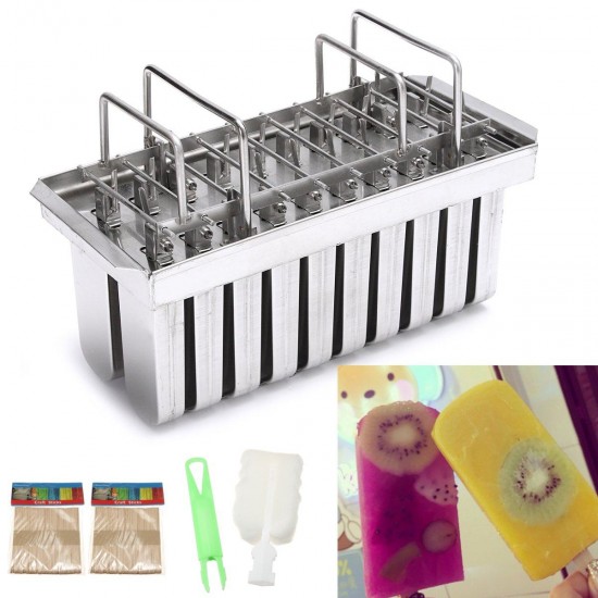 Stainless Steel Ice Cream Mold Frozen Popsicle Mold Stick Holder Ice Mold w/ 20 Lattices