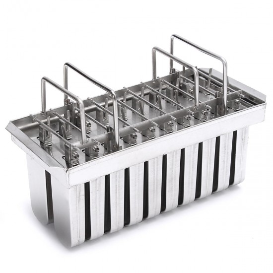 Stainless Steel Ice Cream Mold Frozen Popsicle Mold Stick Holder Ice Mold w/ 20 Lattices Stainless Steel Ice Cream Mold Frozen Popsicle Mold Stick Holder Ice Mold w/ 20 Lattices