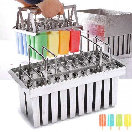 Stainless Steel Mould 20 Cavity 115g Ice Pop Maker Mold Lolly Popsicle Square Ice Cream Stick Holder