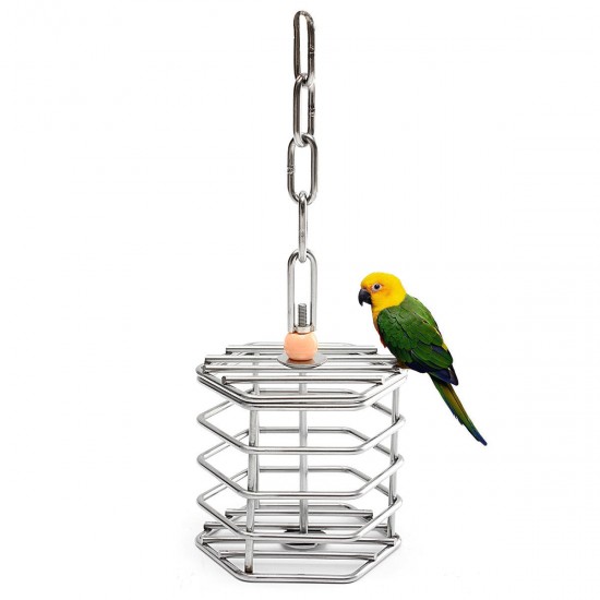 Stainless Steel Pet Bird Parrot Foraging Cage Pigeon Macaw Feeder Hanging Entertainment Toys Stainless Steel Pet Bird Parrot Foraging Cage Pigeon Macaw Feeder Hanging Entertainment Toys