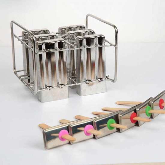 Stainless Steel Popsicle Mould Ice Lolly Ice Cream Stick Holder 6 Molds Stainless Steel Popsicle Mould Ice Lolly Ice Cream Stick Holder 6 Molds