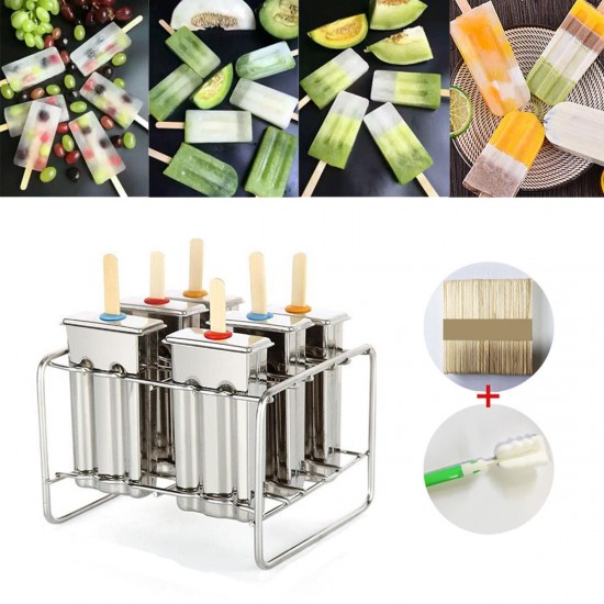 Stainless Steel Popsicle Mould Ice Lolly Ice Cream Stick Holder 6 Molds Stainless Steel Popsicle Mould Ice Lolly Ice Cream Stick Holder 6 Molds