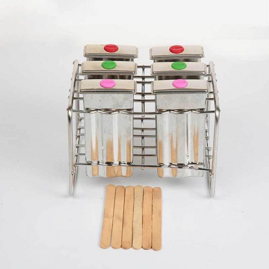 Stainless Steel Popsicle Mould Ice Lolly Ice Cream Stick Holder 6 Molds Stainless Steel Popsicle Mould Ice Lolly Ice Cream Stick Holder 6 Molds
