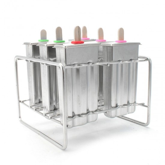 Stainless Steel Popsicle Mould Ice Lolly Ice Cream Stick Holder 6 Molds Stainless Steel Popsicle Mould Ice Lolly Ice Cream Stick Holder 6 Molds