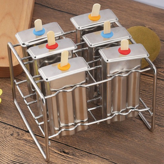 Stainless Steel Popsicle Mould Ice Lolly Ice Cream Stick Holder 6 Molds Stainless Steel Popsicle Mould Ice Lolly Ice Cream Stick Holder 6 Molds
