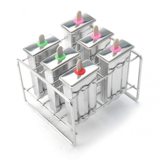 Stainless Steel Popsicle Mould Ice Lolly Ice Cream Stick Holder 6 Molds Stainless Steel Popsicle Mould Ice Lolly Ice Cream Stick Holder 6 Molds