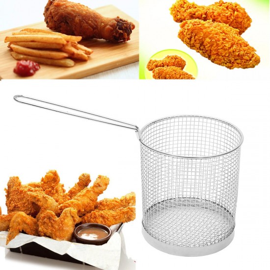 Stainless Steel Round Fry Basket Long Handle Fried Scampi Chips Chicken Fryer Strainer Stainless Steel Round Fry Basket Long Handle Fried Scampi Chips Chicken Fryer Strainer