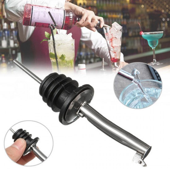 Stainless Steel Whisky Liquor Oil Wine Bottle Pourer Stopper Dispenser With Lid