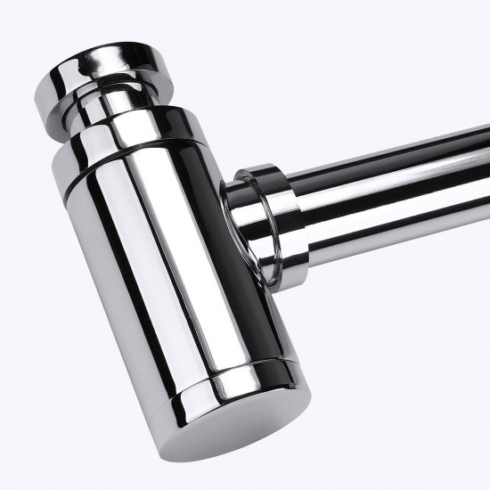 Standard 1-1/4'' Chrome Brass Round Bottle Waste Trap P-Trap Bathroom Basin Sink Pipe Cleaner