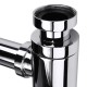 Standard 1-1/4'' Chrome Brass Round Bottle Waste Trap P-Trap Bathroom Basin Sink Pipe Cleaner
