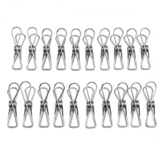 SSCH01 20Pcs Stainless Steel Clothes Pegs Metal Clips Hanger for Socks Underwear Towel Sheet