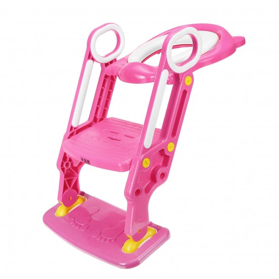 Super Safe Non-Slip Soft Kids Child Toilet Chair Seat Ladder Step Potty Training