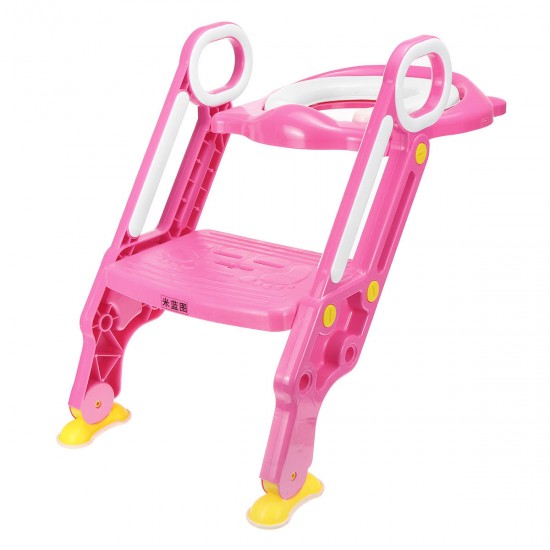 Super Safe Non-Slip Soft Kids Child Toilet Chair Seat Ladder Step Potty Training